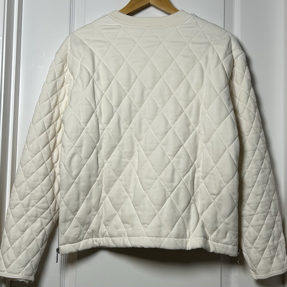 Athleta Cream‎ Retroplush Quilted Crewneck Sweatshirt Athleisure Lounge Style - Picture 2 of 2